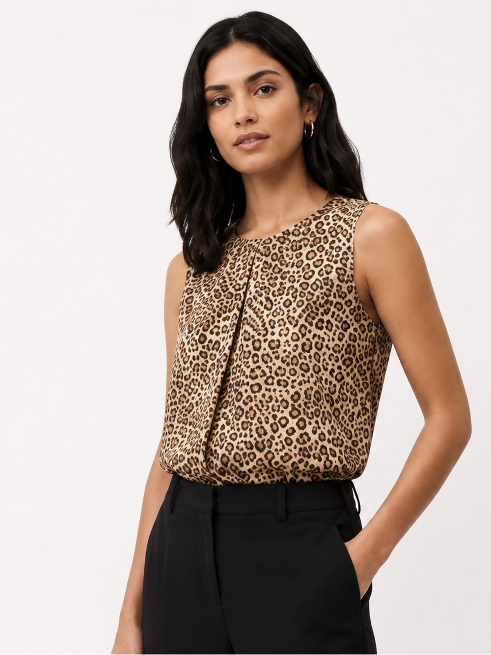 $99 ZARA SILK LEOPARD PRINT SLEEVELESS BLOUSE
